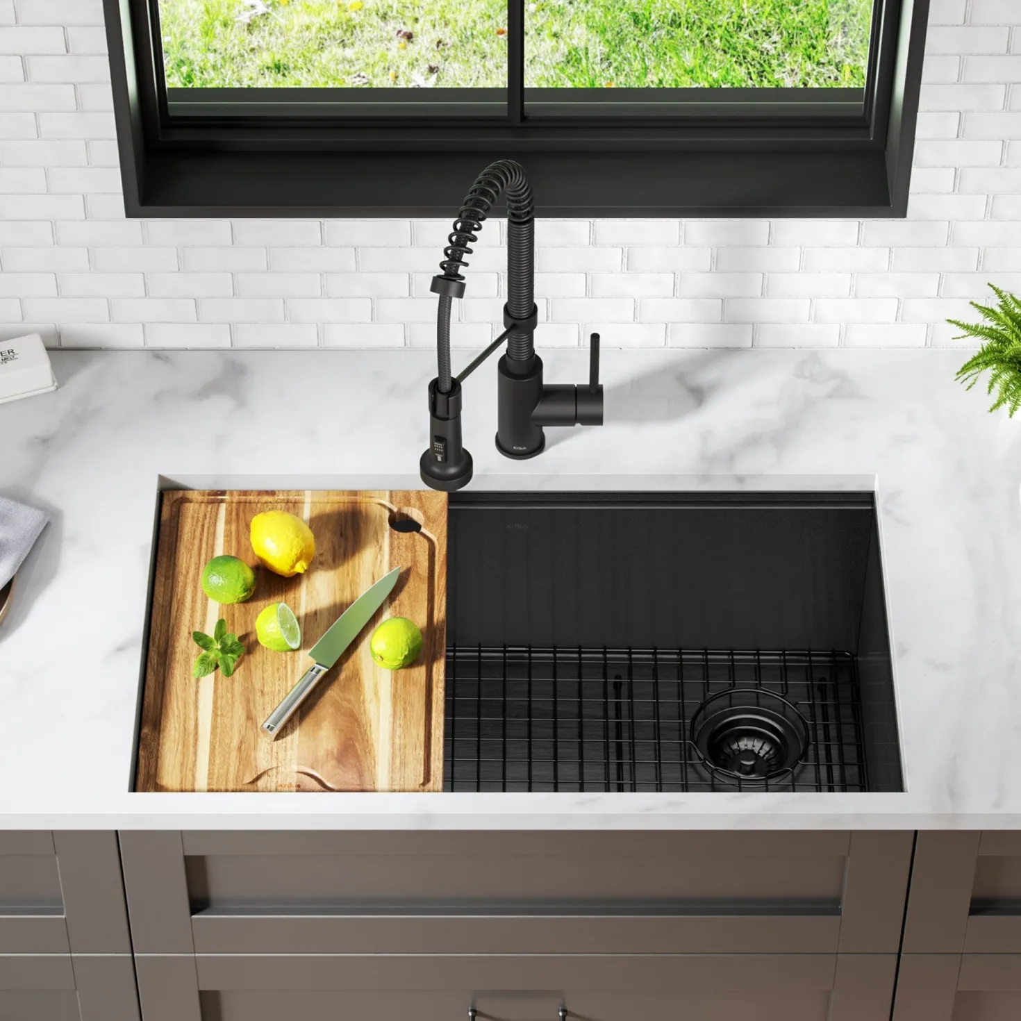 KRAUS Kore Workstation 32" Undermount 16 Gauge Single Bowl Kitchen Sink in PVD Gunmetal