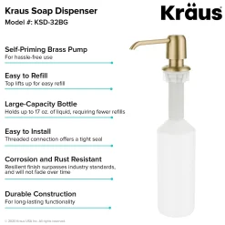 KRAUS KSD-32BG Kitchen Soap Dispenser in Brushed Gold