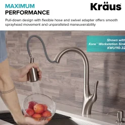 KRAUS Merlin Single Handle Pull-Down Kitchen Faucet in Spot Free Stainless Steel