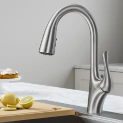 KRAUS Merlin Single Handle Pull-Down Kitchen Faucet in Spot Free Stainless Steel