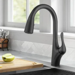 KRAUS Merlin Single Handle Pull-Down Kitchen Faucet in Matte Black