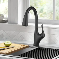 KRAUS Merlin Single Handle Pull-Down Kitchen Faucet in Matte Black
