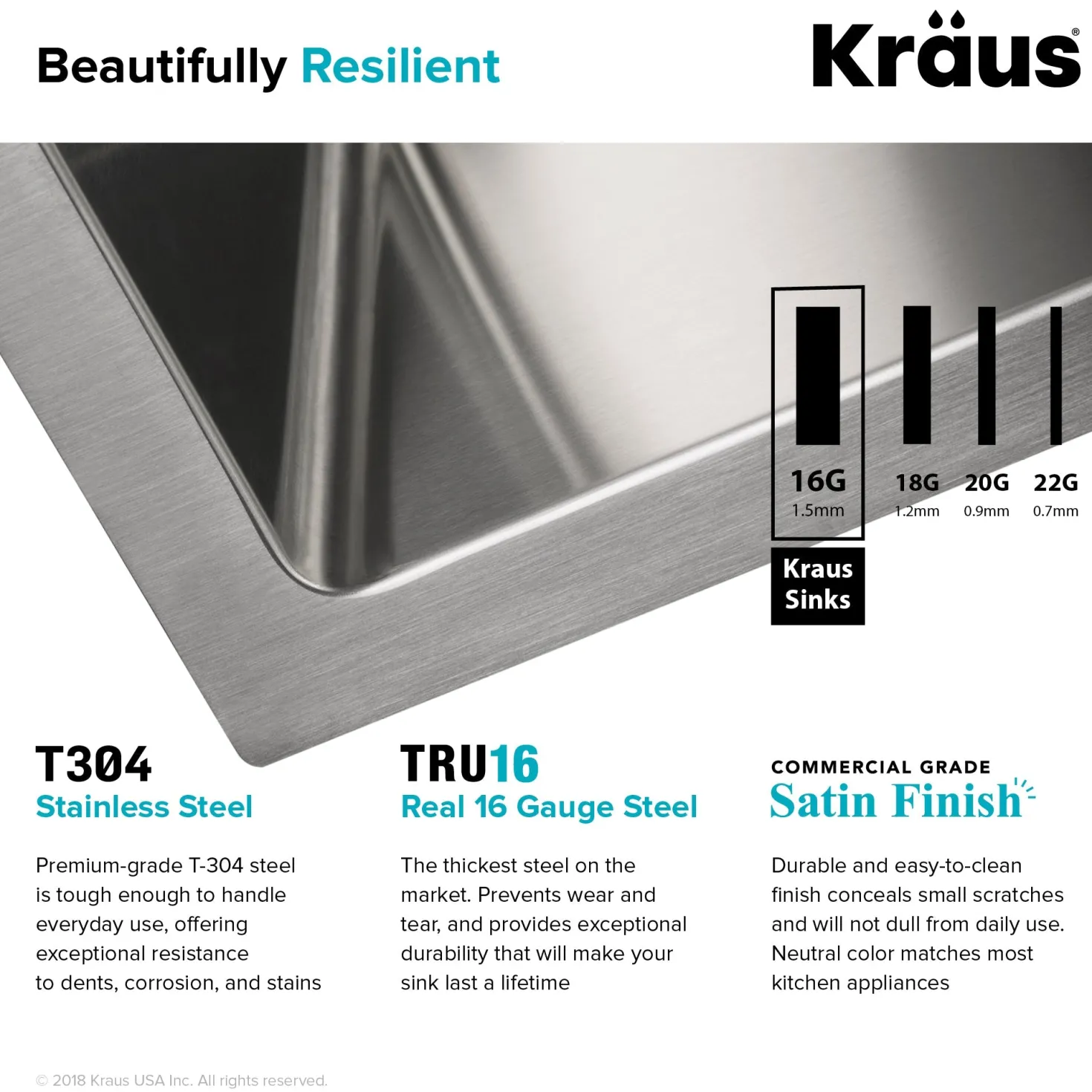 KRAUS 33" Modern Flat Front Farmhouse Stainless Steel Kitchen Sink with Off Center Drain