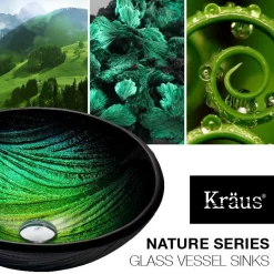 KRAUS Nei Glass Vessel Sink and Ramus Faucet