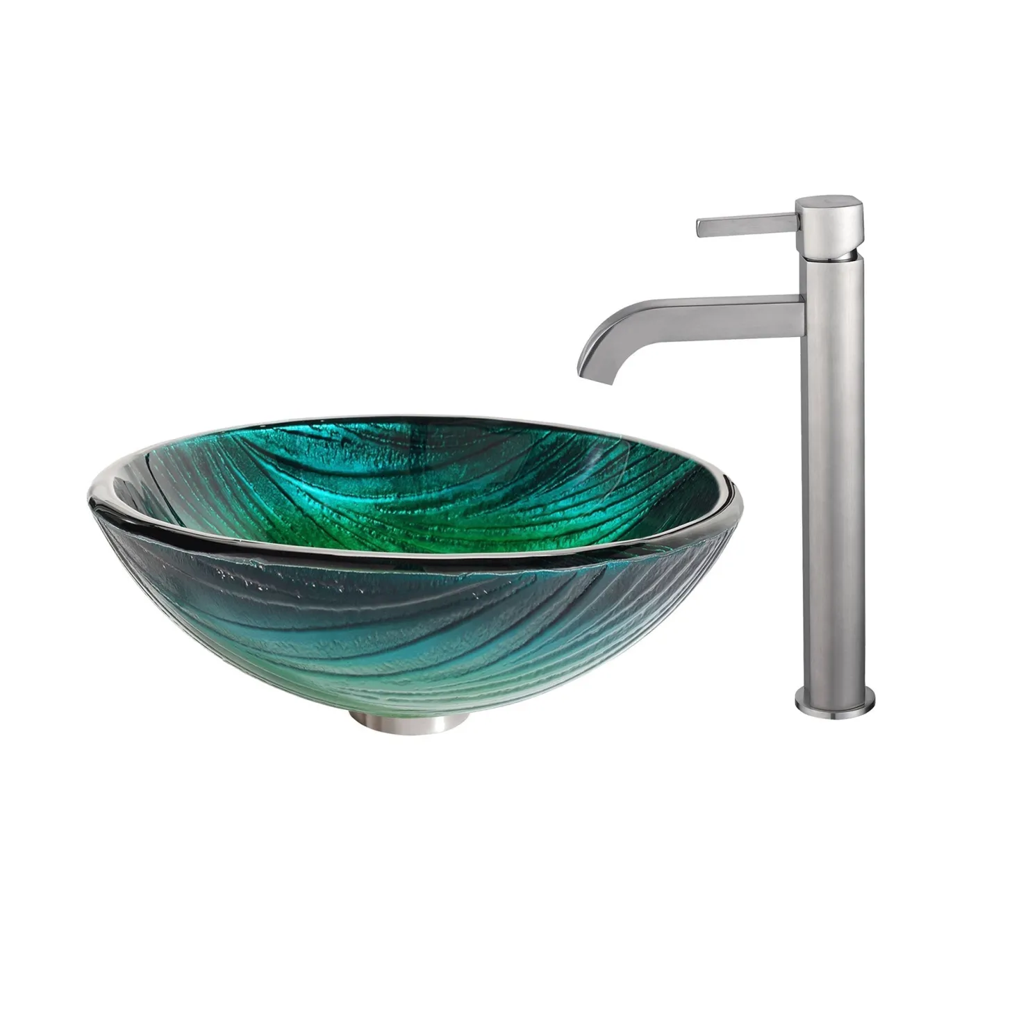 KRAUS Nei Glass Vessel Sink and Ramus Faucet