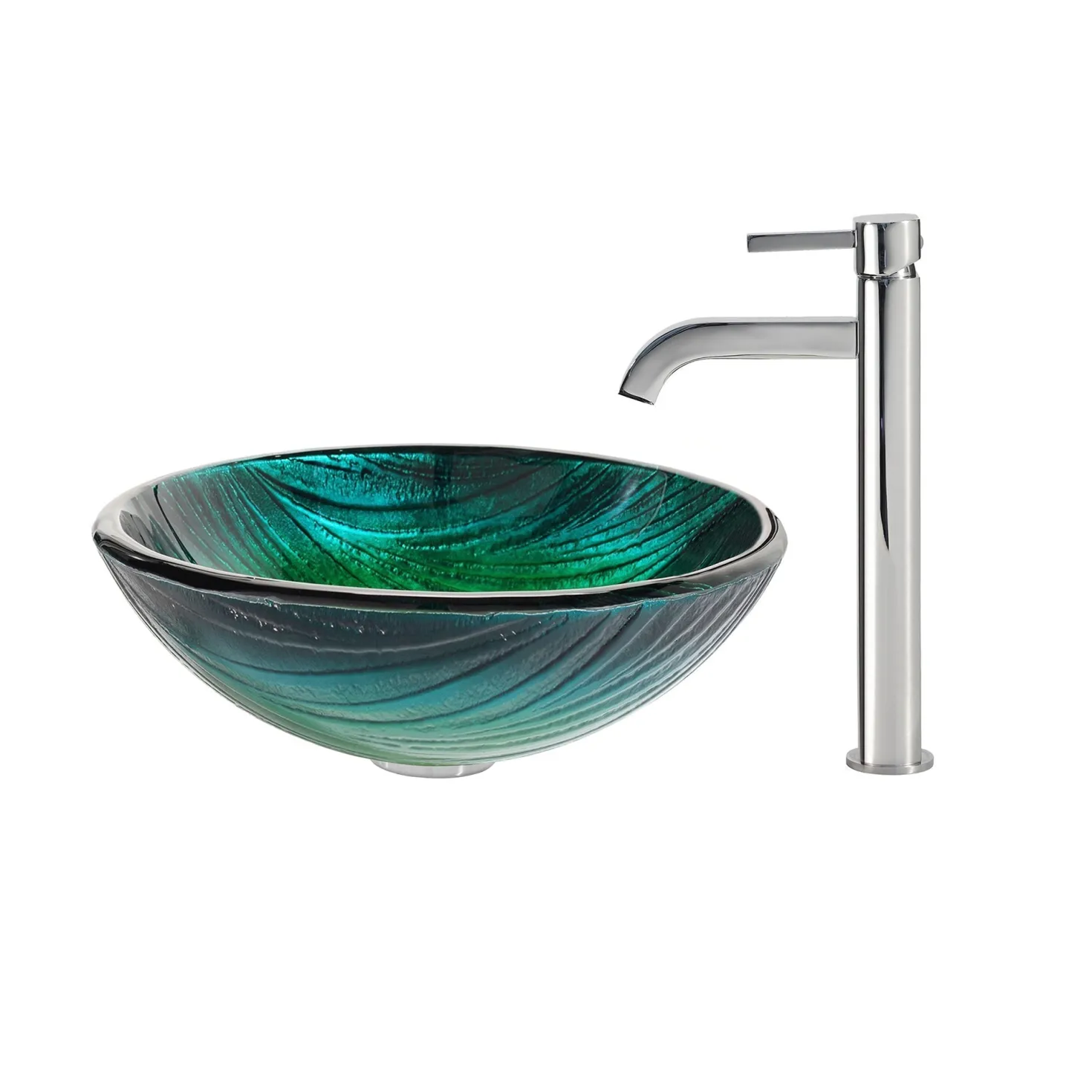 KRAUS Nei Glass Vessel Sink and Ramus Faucet