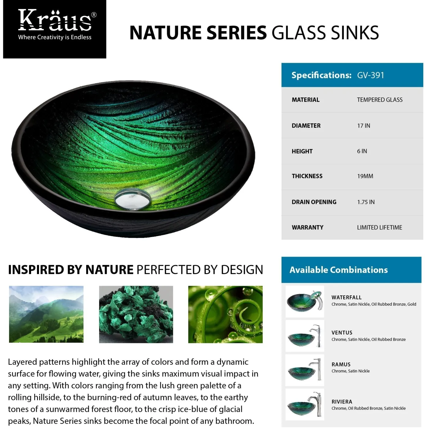 KRAUS Nei Glass Vessel Sink and Ramus Faucet