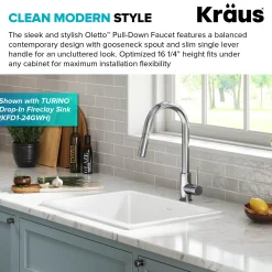 KRAUS New Oletto Contemporary Single Handle Pull Down Kitchen Faucet in Chrome