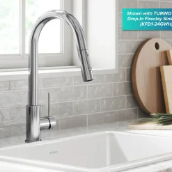 KRAUS New Oletto Contemporary Single Handle Pull Down Kitchen Faucet in Chrome