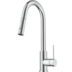 KRAUS New Oletto Contemporary Single Handle Pull Down Kitchen Faucet in Chrome