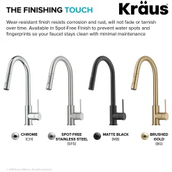 KRAUS New Oletto Contemporary Single Handle Pull Down Kitchen Faucet in Spot Free Stainless Steel