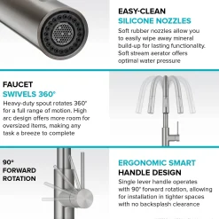 KRAUS New Oletto Contemporary Single Handle Pull Down Kitchen Faucet in Spot Free Stainless Steel