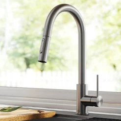 KRAUS New Oletto Contemporary Single Handle Pull Down Kitchen Faucet in Spot Free Stainless Steel