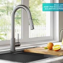 KRAUS New Oletto Contemporary Single Handle Pull Down Kitchen Faucet in Spot Free Stainless Steel
