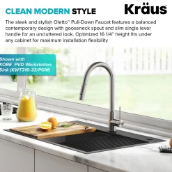 KRAUS New Oletto Contemporary Single Handle Pull Down Kitchen Faucet in Spot Free Stainless Steel