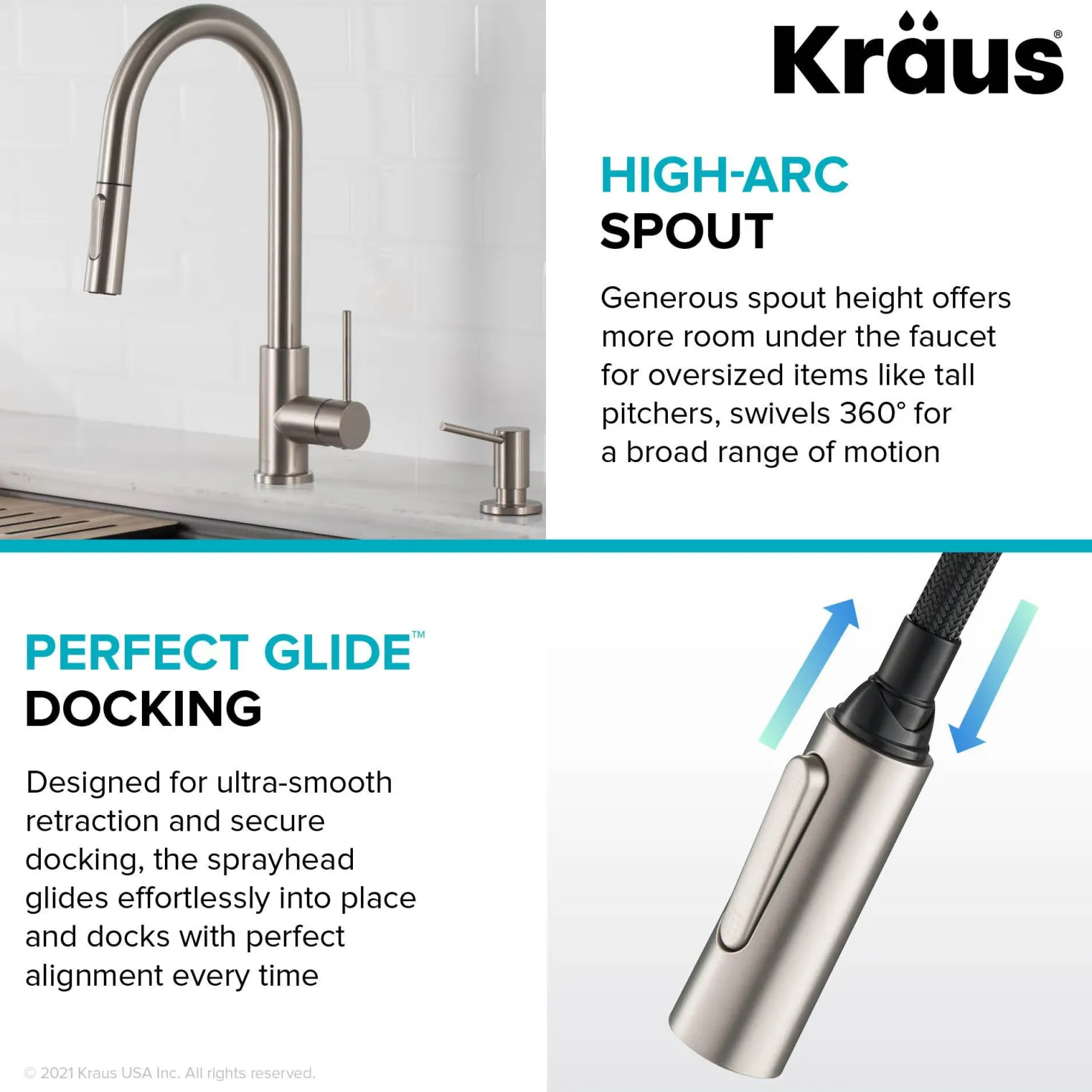KRAUS New Oletto Contemporary Single Handle Pull Down Kitchen Faucet in Matte Black