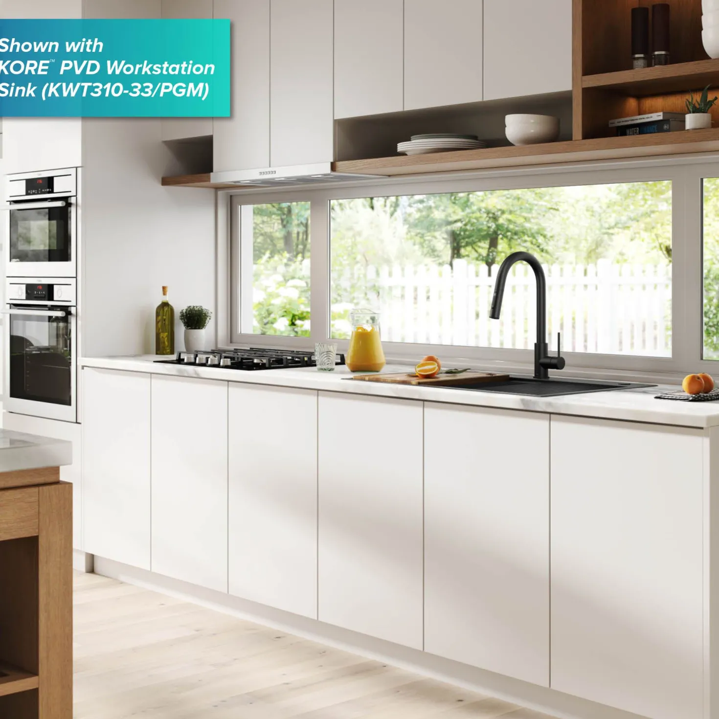 KRAUS New Oletto Contemporary Single Handle Pull Down Kitchen Faucet in Matte Black
