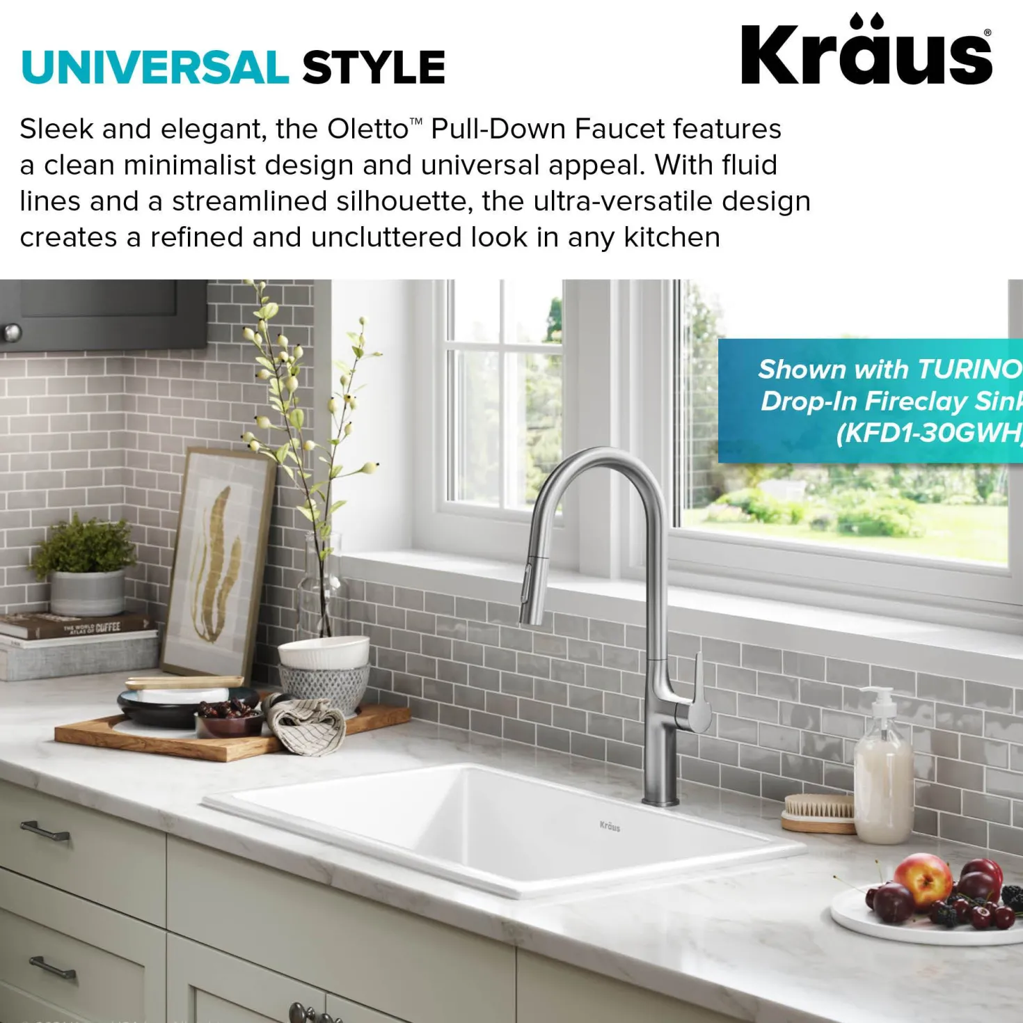 KRAUS New Oletto Modern Single Handle Pull Down Kitchen Faucet in Spot Free Stainless Steel
