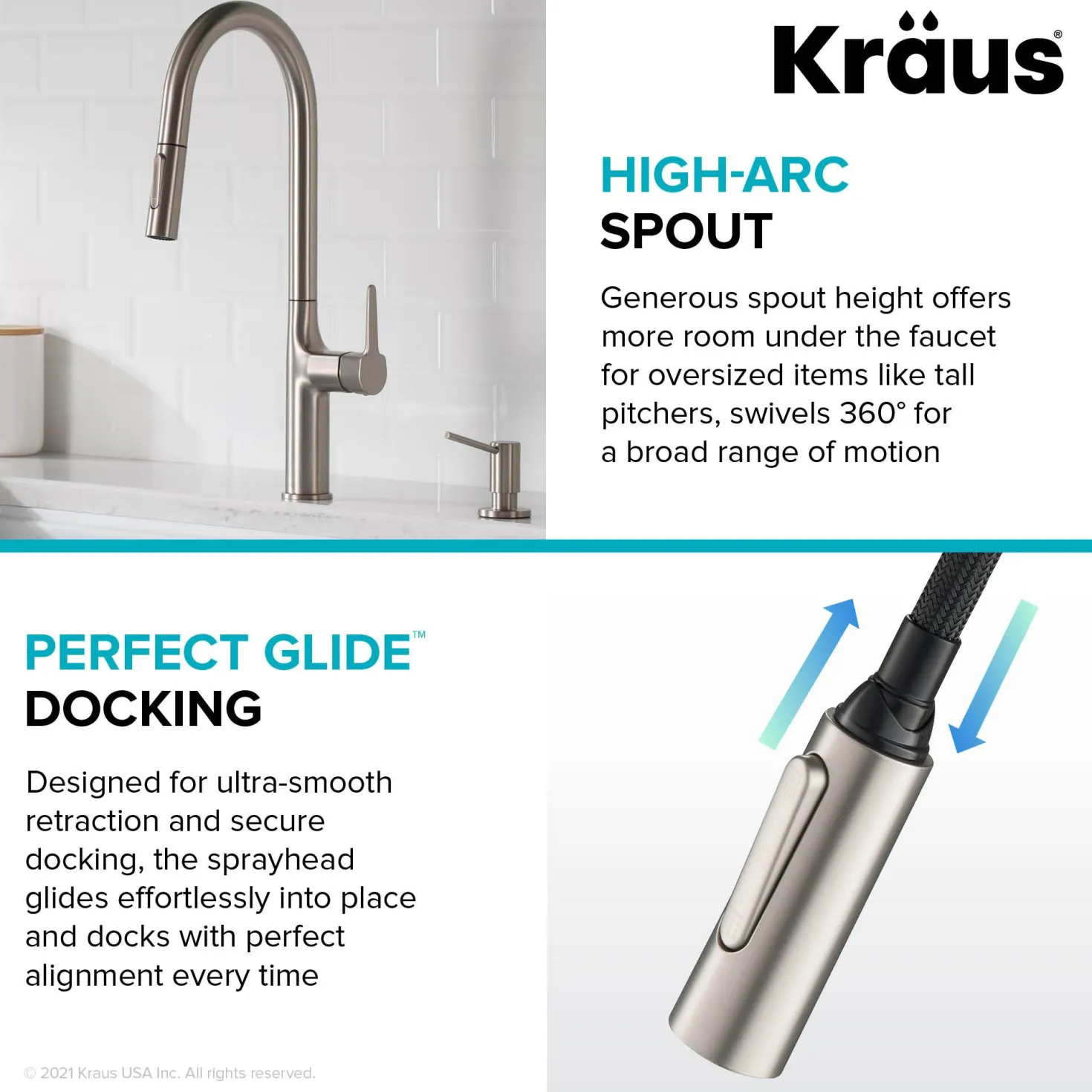 KRAUS New Oletto Modern Single Handle Pull Down Kitchen Faucet in Spot Free Stainless Steel
