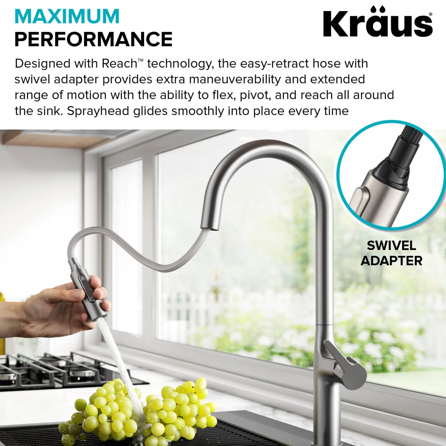 KRAUS New Oletto Modern Single Handle Pull Down Kitchen Faucet in Spot Free Stainless Steel