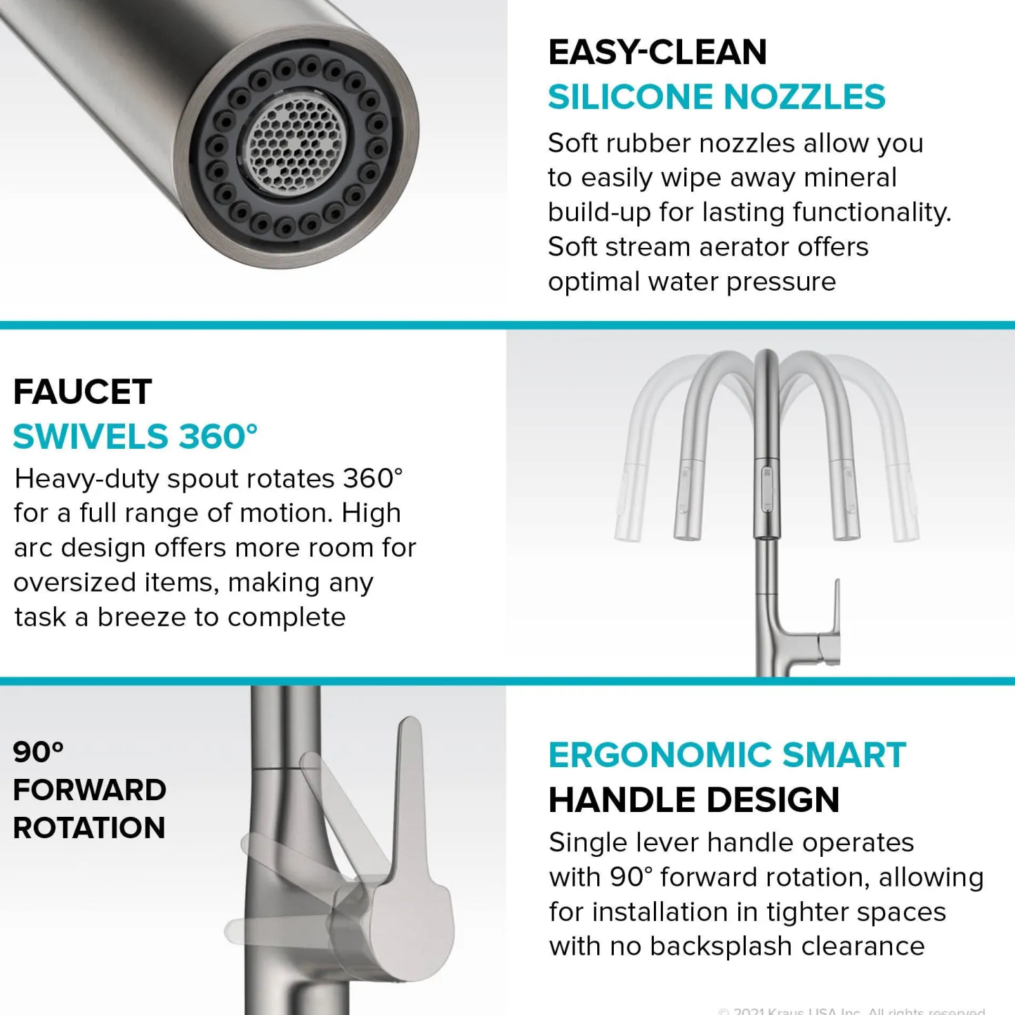 KRAUS New Oletto Modern Single Handle Pull Down Kitchen Faucet in Spot Free Stainless Steel