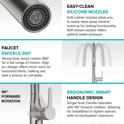 KRAUS New Oletto Modern Single Handle Pull Down Kitchen Faucet in Matte Black