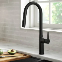 KRAUS New Oletto Modern Single Handle Pull Down Kitchen Faucet in Matte Black