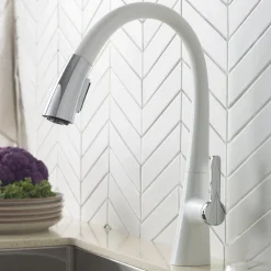 KRAUS Nolen Dual Function Pull-Down Kitchen Faucet in Chrome/White