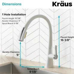 KRAUS Nolen Dual Function Pull-Down Kitchen Faucet in Chrome/White