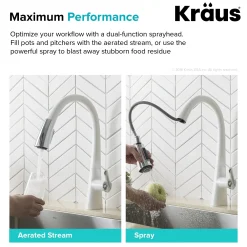 KRAUS Nolen Dual Function Pull-Down Kitchen Faucet in Chrome/White