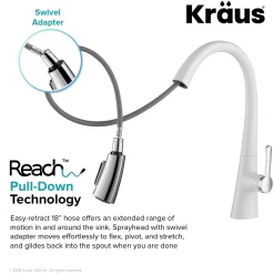 KRAUS Nolen Dual Function Pull-Down Kitchen Faucet in Chrome/White