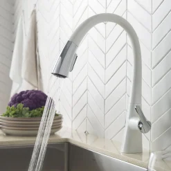 KRAUS Nolen Dual Function Pull-Down Kitchen Faucet in Chrome/White