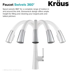 KRAUS Nolen Dual Function Pull-Down Kitchen Faucet in Chrome/White