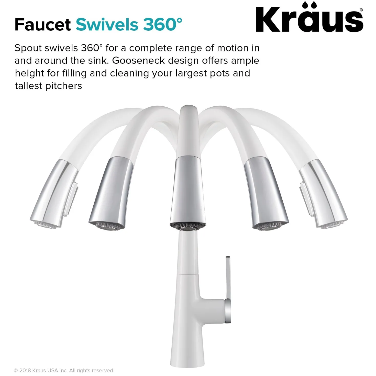 KRAUS Nolen Dual Function Pull-Down Kitchen Faucet in Chrome/White