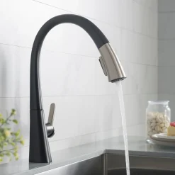 KRAUS Nolen Dual Function Pull-Down Kitchen Faucet in Spot Free Stainless Steel/Matte Black