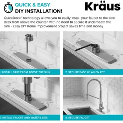 KRAUS Oletto Commercial Style Pull-Down Single Handle Kitchen Faucet in Brushed Brass