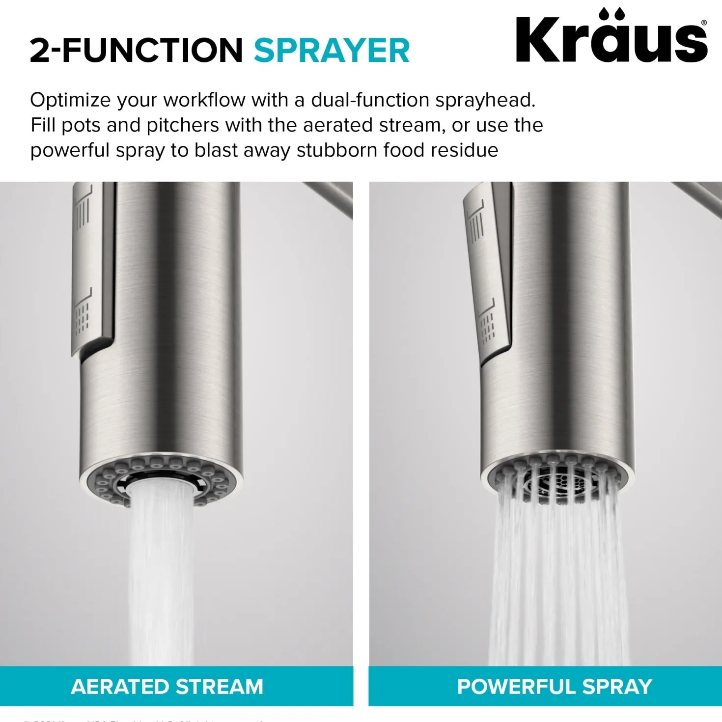 KRAUS Oletto Commercial Style Pull-Down Single Handle Kitchen Faucet in Brushed Brass