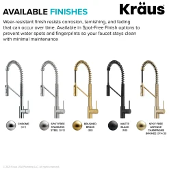 KRAUS Oletto Commercial Style Pull-Down Single Handle Kitchen Faucet in Brushed Brass