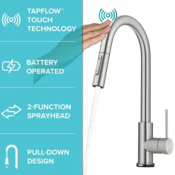 KRAUS Oletto Contemporary Single-Handle Touch Activated with Pull Down Sprayer in Spot Free Stainless Steel