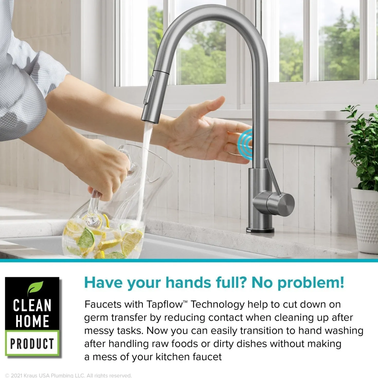 KRAUS Oletto Contemporary Single-Handle Touch Activated with Pull Down Sprayer in Matte Black