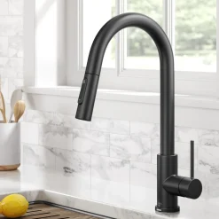 KRAUS Oletto Contemporary Single-Handle Touch Activated with Pull Down Sprayer in Matte Black