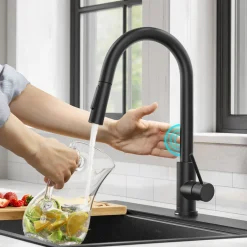 KRAUS Oletto Contemporary Single-Handle Touch Activated with Pull Down Sprayer in Matte Black