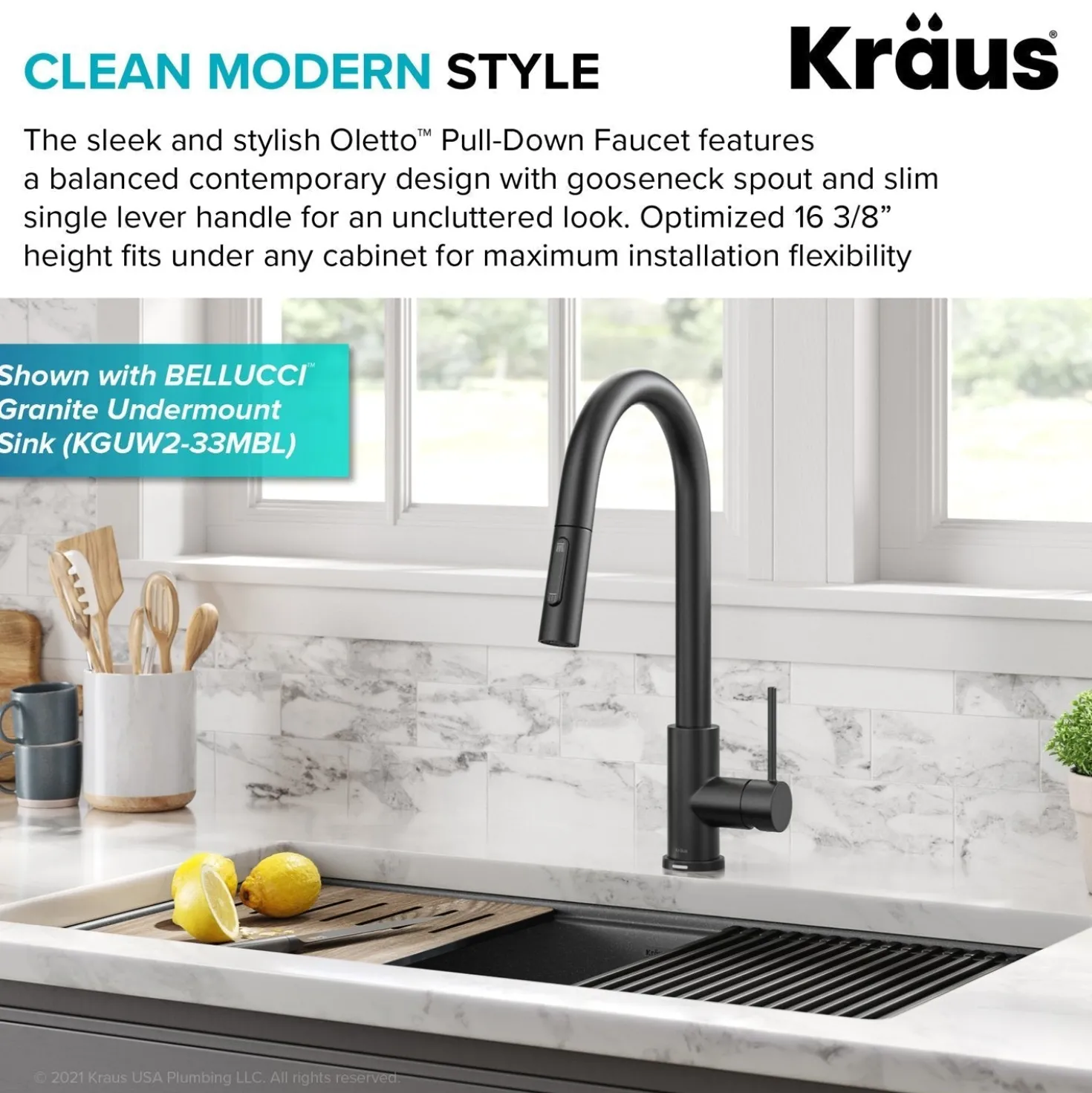 KRAUS Oletto Contemporary Single-Handle Touch Activated with Pull Down Sprayer in Matte Black