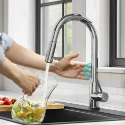 KRAUS Oletto Contemporary Single-Handle Touch Activated with Pull Down Sprayer in Chrome