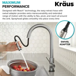 KRAUS Oletto Contemporary Single-Handle Touch Activated with Pull Down Sprayer in Chrome