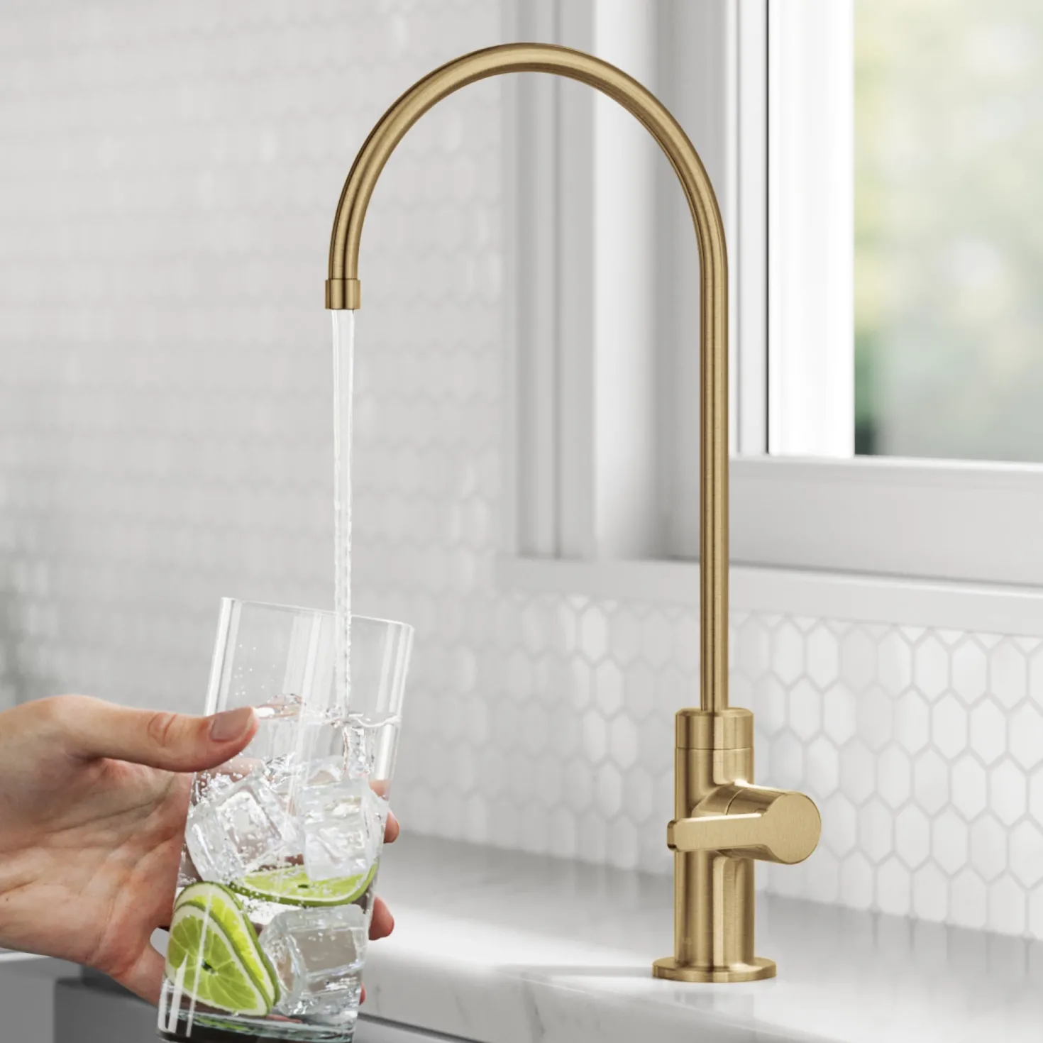 KRAUS Oletto Drinking Water Filter Faucet in Brushed Brass