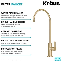 KRAUS Oletto Drinking Water Filter Faucet in Brushed Brass