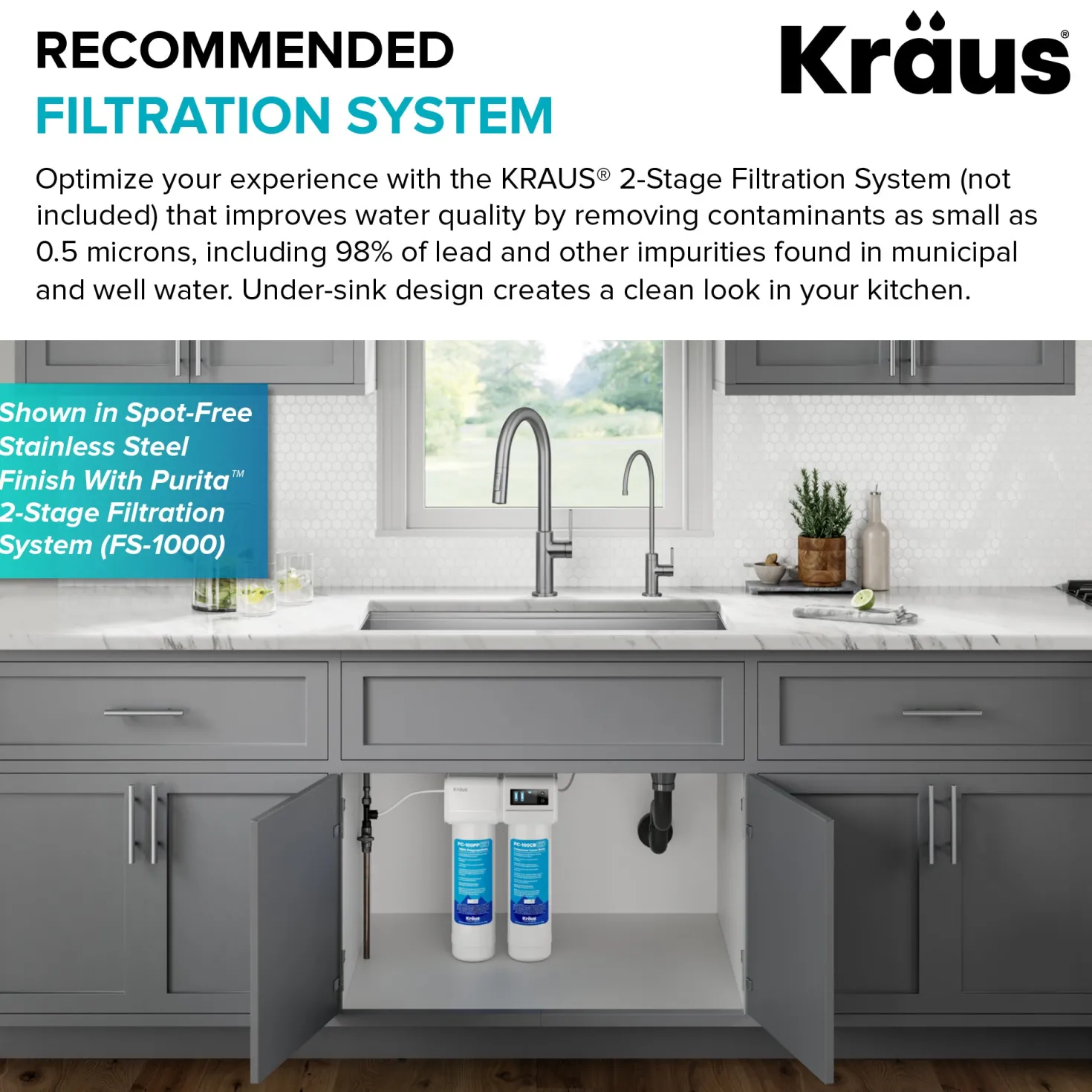 KRAUS Oletto Drinking Water Filter Faucet in Brushed Brass