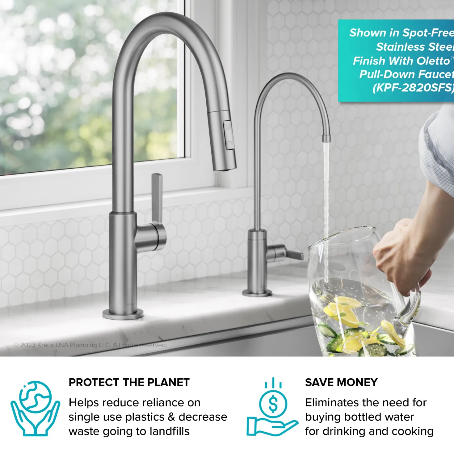 KRAUS Oletto Drinking Water Filter Faucet in Brushed Brass