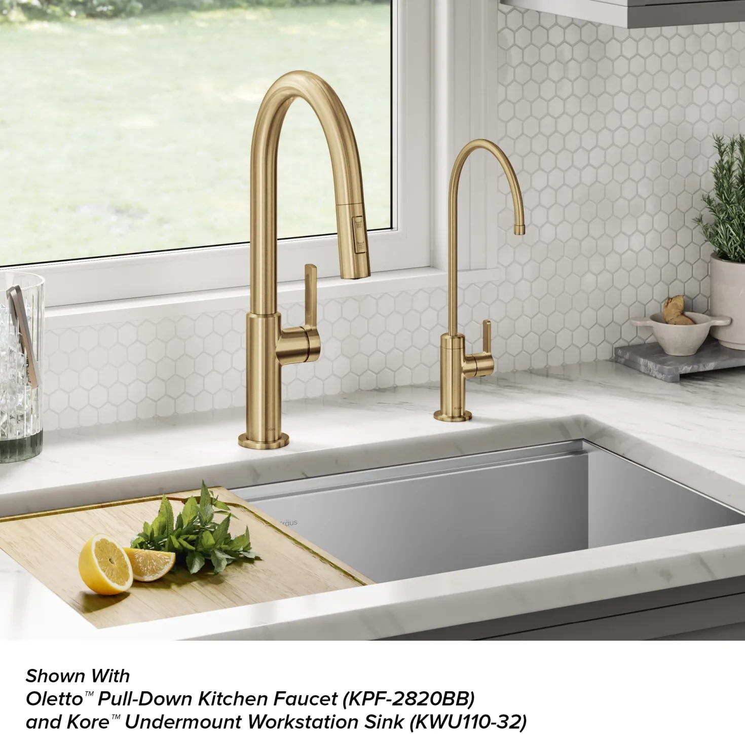 KRAUS Oletto Drinking Water Filter Faucet in Brushed Brass